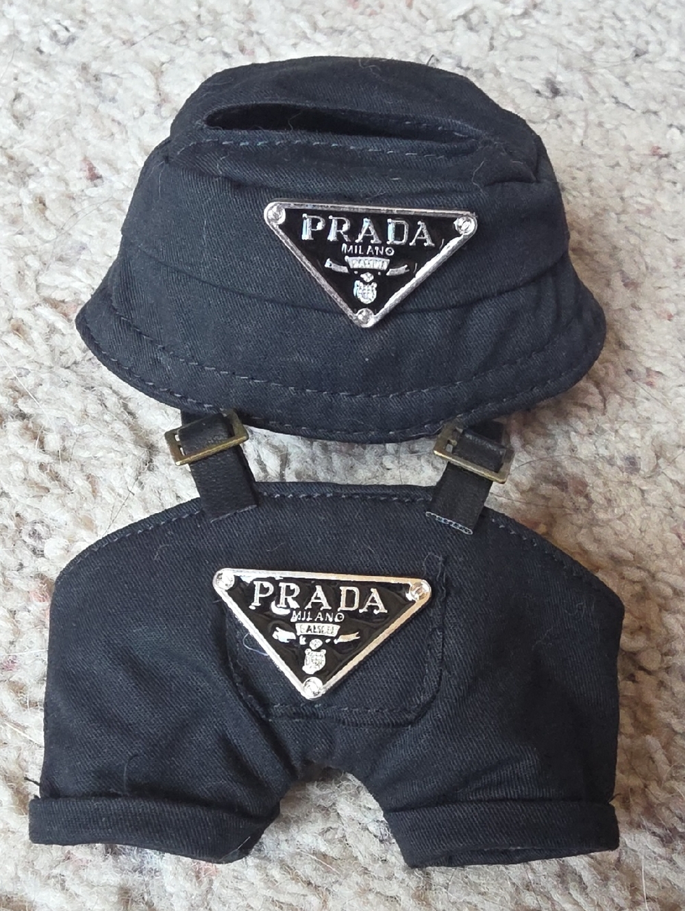 Labubu Black Bucket Hat and Matching Shorts Set